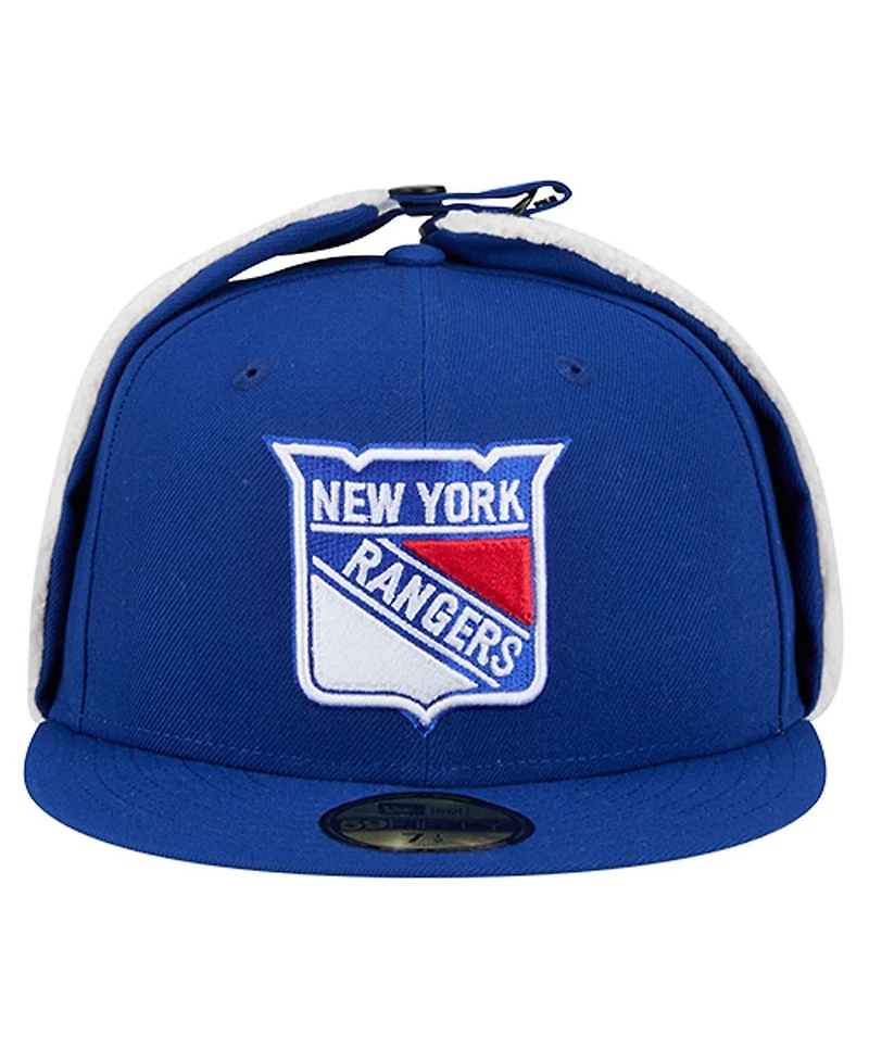 New Era Men's Blue York Rangers Injection Dog Ear Classic Fitted Hat
