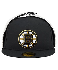 New Era Men's Black Boston Bruins Injection Dog Ear Classic Fitted Hat