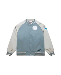 Mitchell & Ness Men's Gray Chicago Cubs Thunderstorm Head Coach Lightweight Satin Full-Snap Jacket