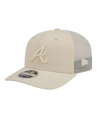 New Era Men's Light Beige Atlanta Braves Color Pack 9SEVENTY Trucker Adjustable Hat
