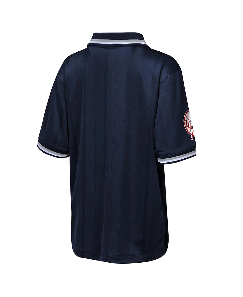 Outerstuff Big Boys and Girls Navy New York Yankees Y2 Tech Stadium Fashion Collar T-Shirt
