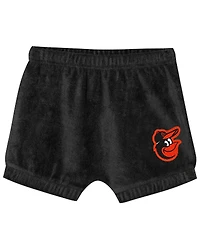 Outerstuff Toddler Girls Black Baltimore Orioles Hop Base Fashion T-Shirt and Shorts Set