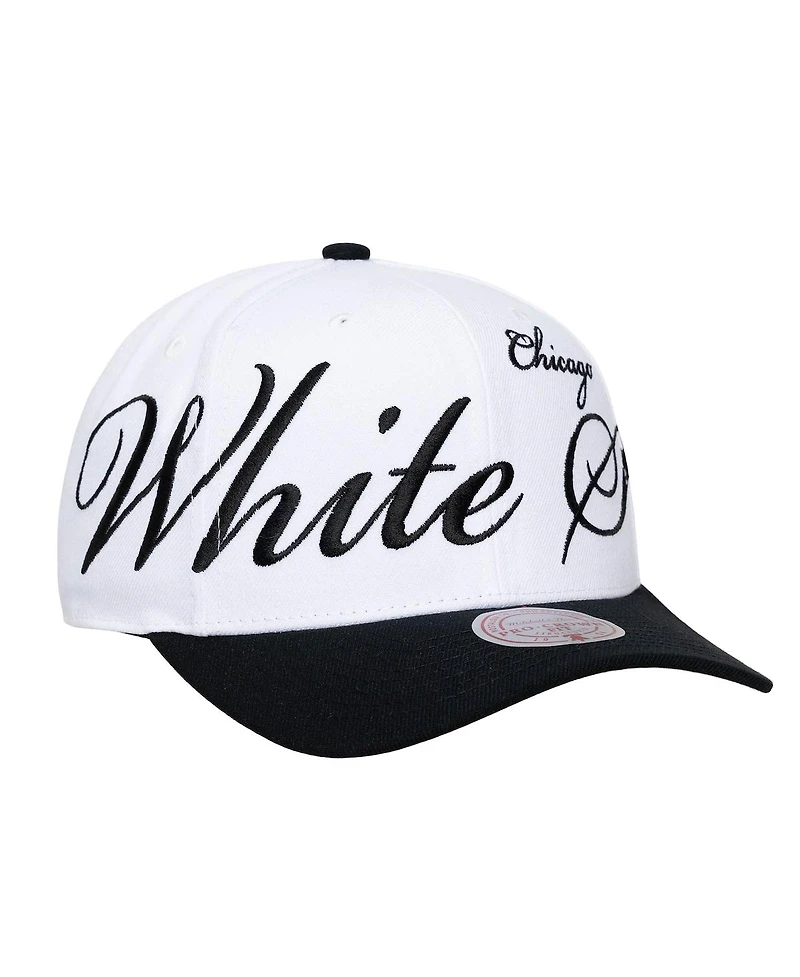 Mitchell & Ness Men's and Women's White/Black Chicago White Sox Xl Script Pro Crown Adjustable Hat