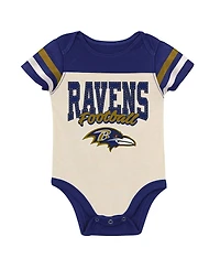 Outerstuff Baby Boys and Girls 3-Piece Baltimore Ravens Up One Bodysuit, Bib Booties Set