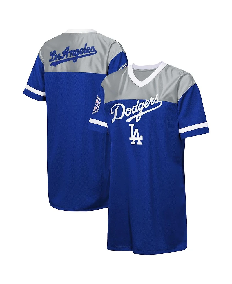 Outerstuff Big Girls Royal Los Angeles Dodgers League Cheer V-Neck T-Shirt Dress