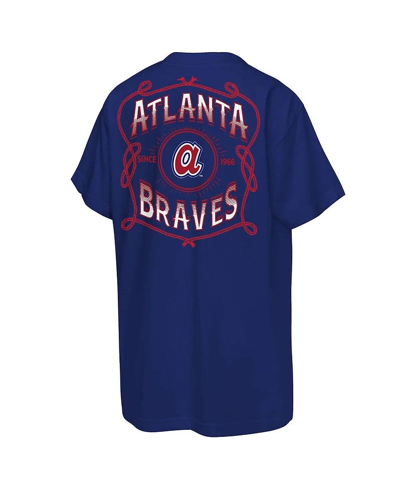 Mitchell & Ness Big Boys and Girls Navy Atlanta Braves Cooperstown Rodeo Rope T-Shirt