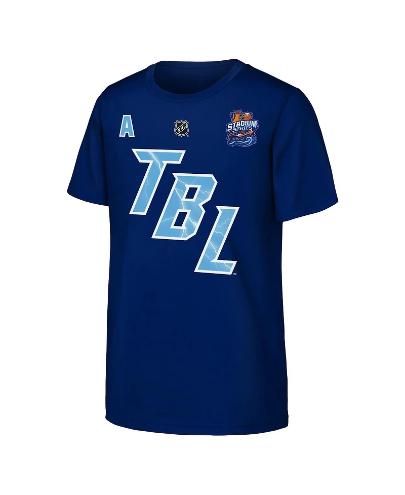 Fanatics Big Boys and Girls Nikita Kucherov Blue Tampa Bay Lightning Alternate Captain 2026 Stadium Series T-Shirt