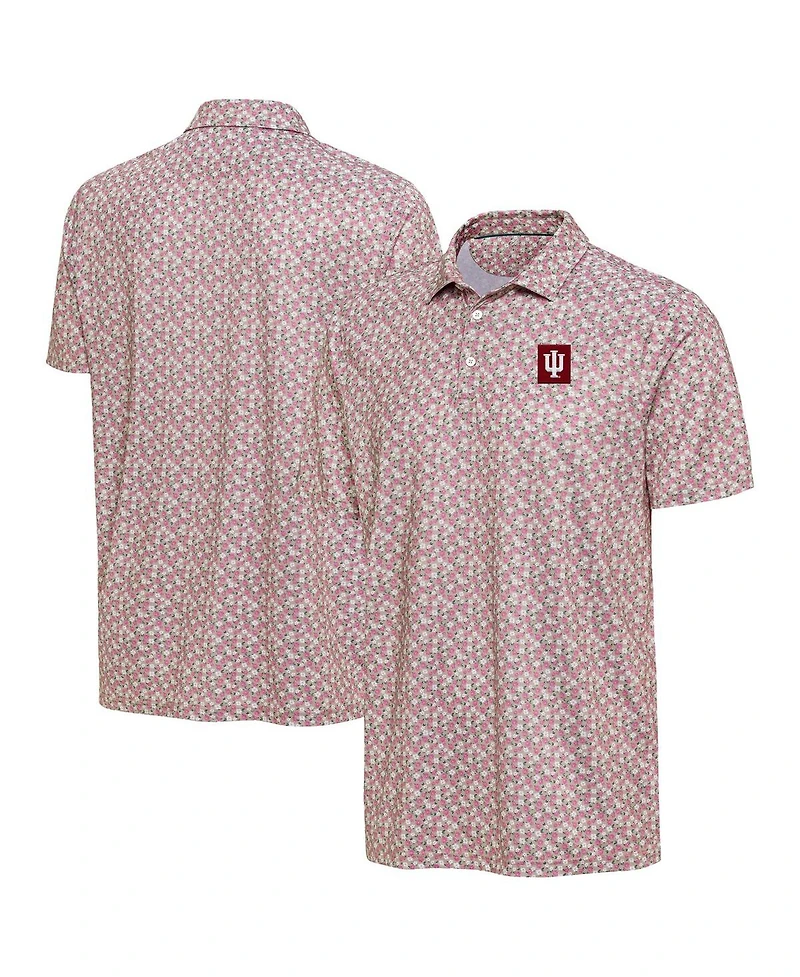 Antigua Men's Pink Indiana Hoosiers Desert Dry Dogwood Polo Shirt