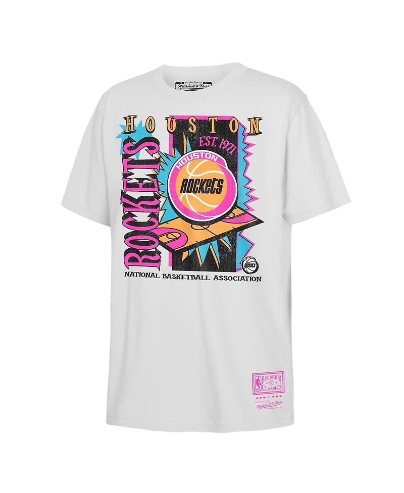 Mitchell & Ness Big Boys and Girls White Houston Rockets Neon Court Shock T-Shirt