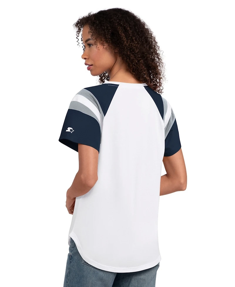 Starter Women's White Dallas Cowboys Game On Notch Neck T-Shirt
