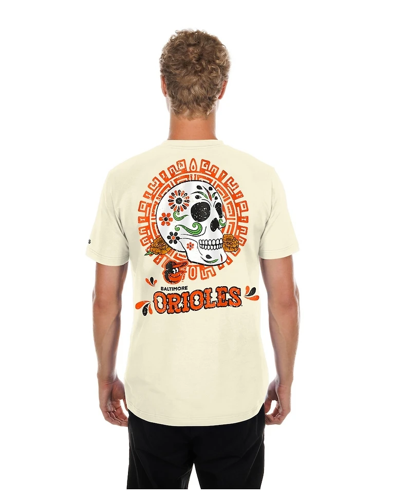 New Era Men's Natural Baltimore Orioles Dia de los Muertos Sugar Skull T-Shirt