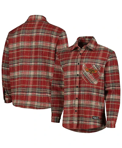 Freeze Max Men's Snoopy Wine Peanuts Top Dog Flannel Button-Up Shirt