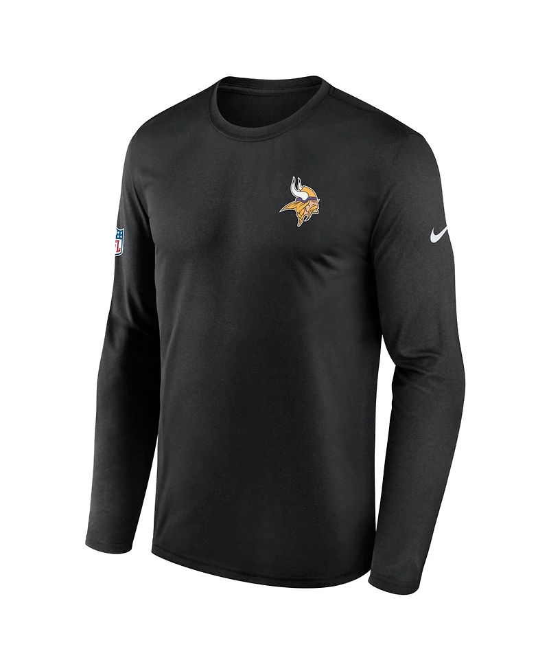 Nike Men's Black Minnesota Vikings Sideline Small Logo Legend Dri-fit Long Sleeve T-Shirt