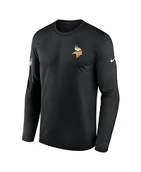Nike Men's Black Minnesota Vikings Sideline Small Logo Legend Dri-fit Long Sleeve T-Shirt