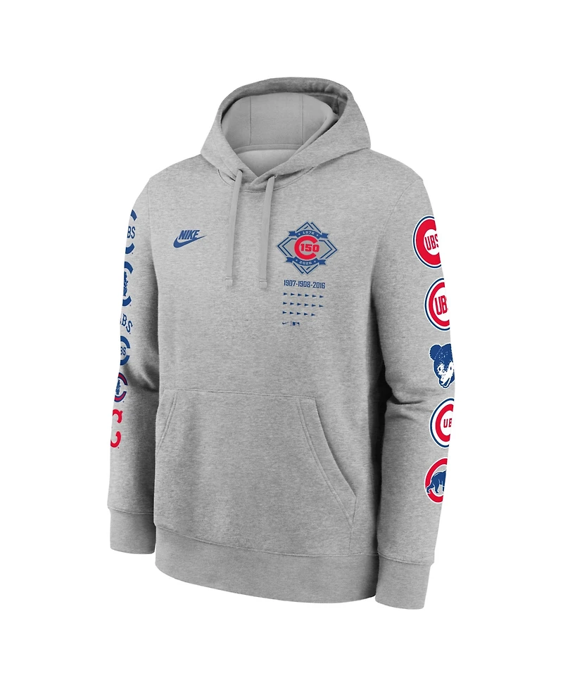 Nike Men's Heather Gray Chicago Cubs 150th Anniversary Club Hoodie