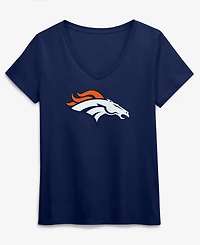 Logo Athletic Women's Navy Denver Broncos Primary V-Neck T-Shirt