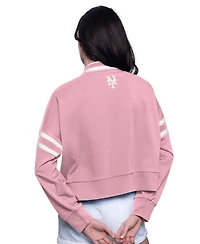 Starter Women's Starter Pink New York Mets Power Play Cropped Pullover Sweatshirt