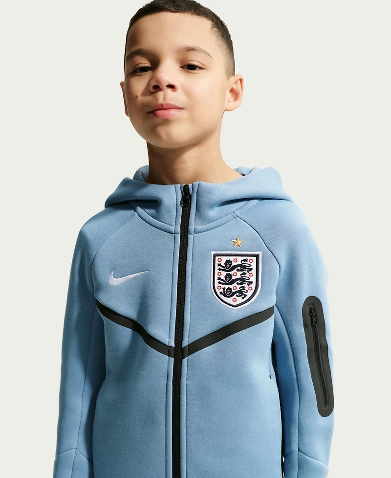 Nike Big Boys and Girls Blue England National Team Tech Fleece Full-Zip Hoodie