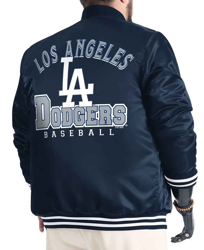 G-iii Sports by Carl Banks Men's Navy Los Angeles Dodgers Cooperstown Adaptive Satin Full-Snap Varsity Jacket