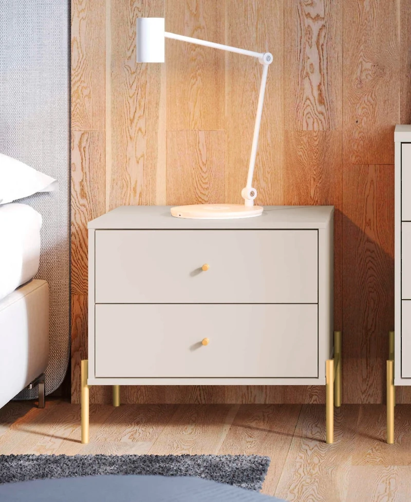 Manhattan Comfort Jasper 2-Piece 25" 2-Drawer Nightstands