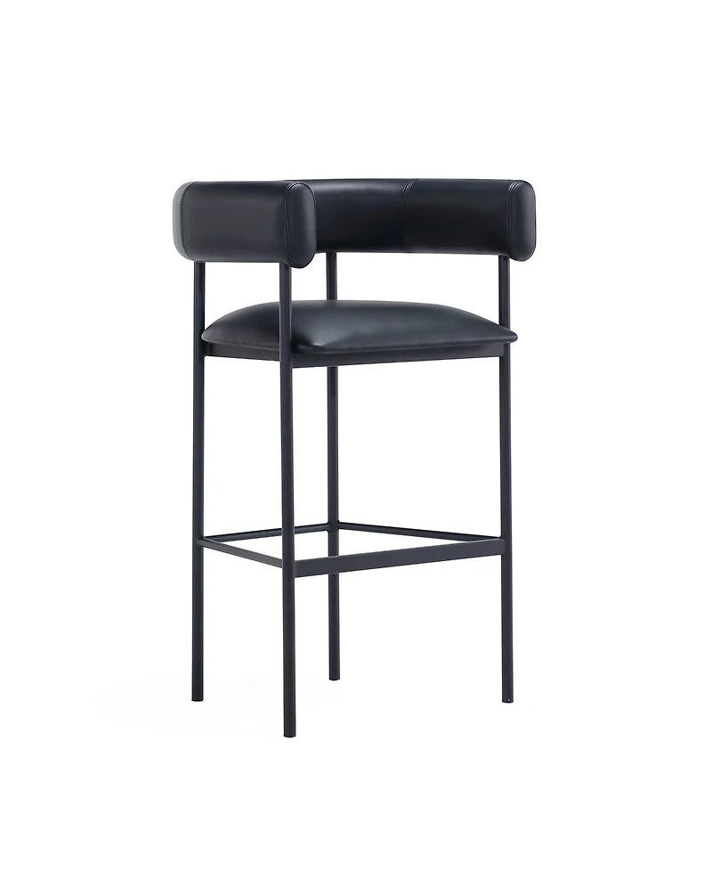 Manhattan Comfort Onda 24.4" Contemporary Faux Leather Upholstered Metal Barstool