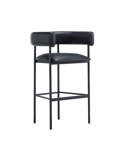 Manhattan Comfort Onda 24.4" Contemporary Faux Leather Upholstered Metal Barstool