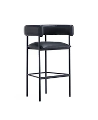 Manhattan Comfort Onda 24.4" Contemporary Faux Leather Upholstered Metal Barstool