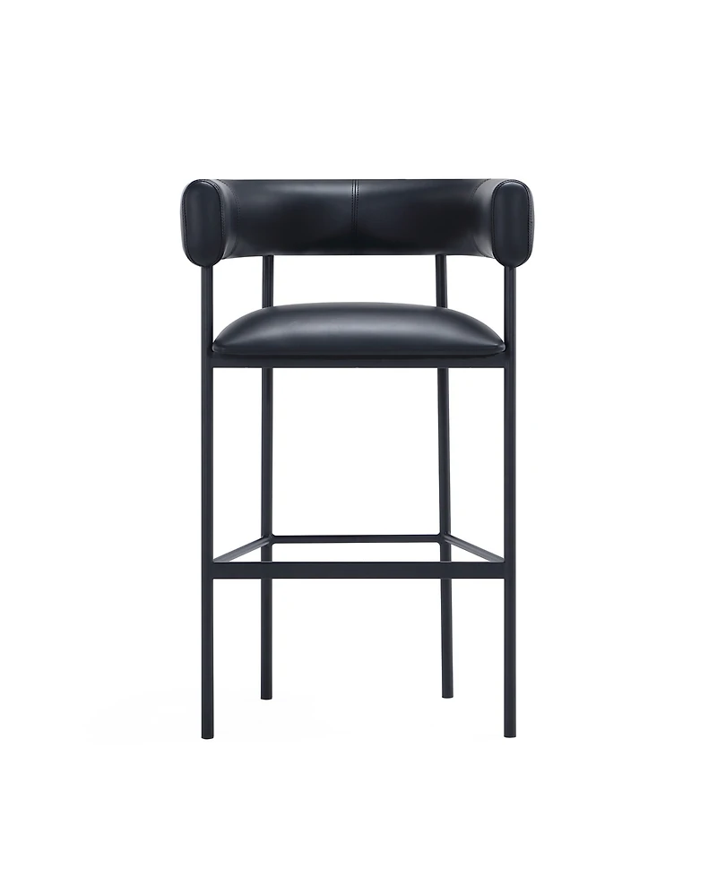 Manhattan Comfort Onda 24.4" Contemporary Faux Leather Upholstered Metal Barstool