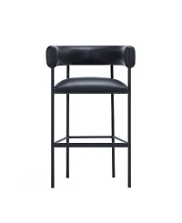 Manhattan Comfort Onda 24.4" Contemporary Faux Leather Upholstered Metal Barstool