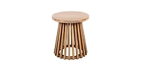 Flynama Outdoor Acacia Wood Conversation Set 2 Club Chairs with Side Table Brown Patina Finish Cream Cushion for Garden Patio Deck