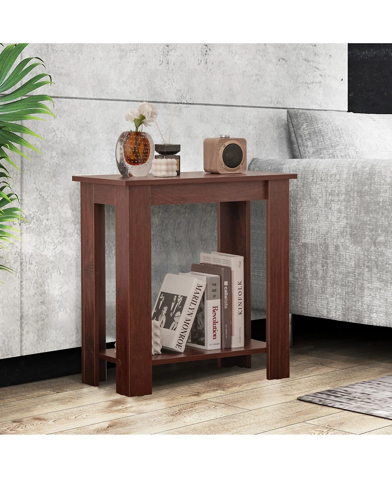 sumyeg 2-Tier Modern Compact End Table with Storage Shelf