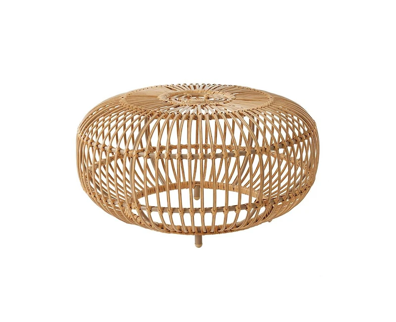 sumyeg Bohemian Faux Rattan Coffee Table Round Accent Table for Indoor and Outdoor Use