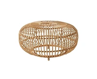 sumyeg Bohemian Faux Rattan Coffee Table Round Accent Table for Indoor and Outdoor Use