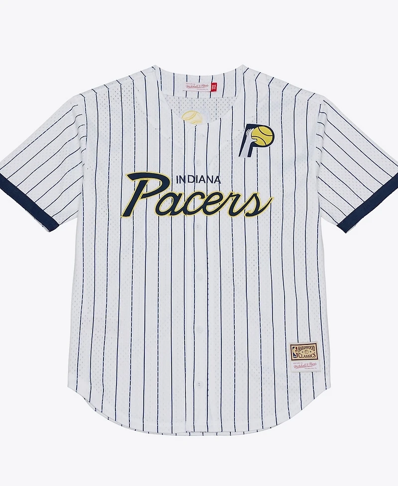 Mitchell & Ness Men's White Indiana Pacers Head Coach Pinstripe Mesh Full-Button Baseball Jersey