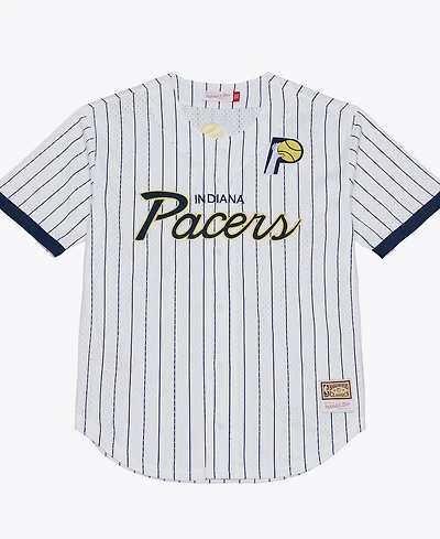 Mitchell & Ness Men's White Indiana Pacers Head Coach Pinstripe Mesh Full-Button Baseball Jersey