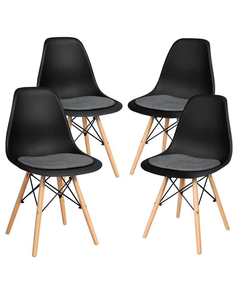 Gymax 4Piece Dining Chair Mid Century Modern Dsw Chair Furniture With Linen Cushion