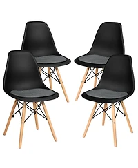 Gymax 4Piece Dining Chair Mid Century Modern Dsw Chair Furniture With Linen Cushion