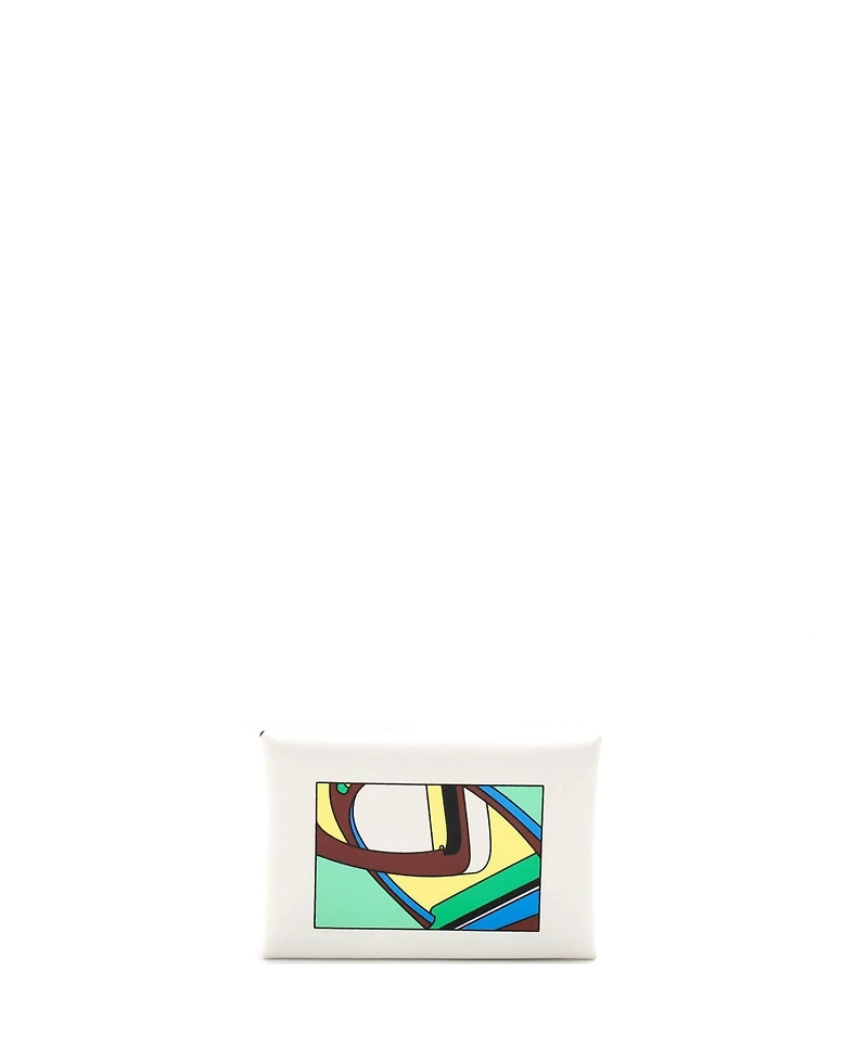 Pre-Owned HERMES Calvi Duo Card Holder Printed Leather