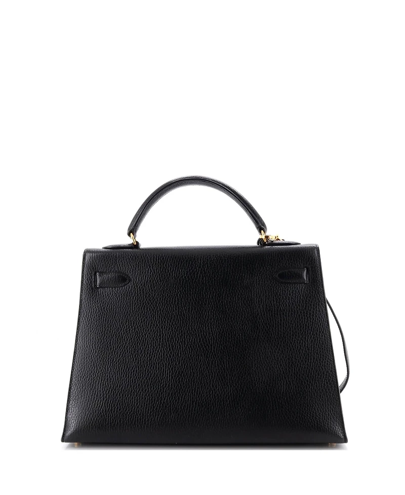 Pre-Owned HERMES Kelly 32 Handbag Black Ardennes with Gold Hardware