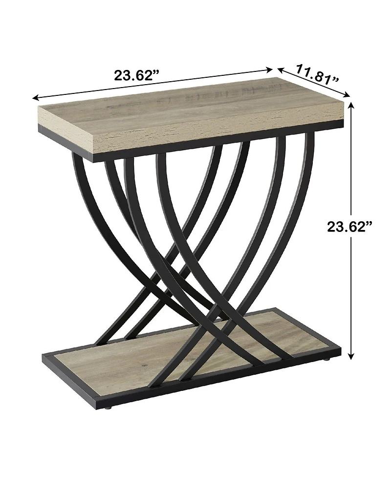 Slickblue 2-Tier Narrow End Table with Metal Frame for Living Room