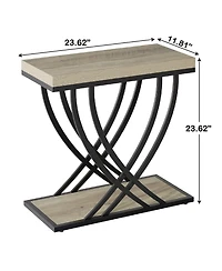 Slickblue 2-Tier Narrow End Table with Metal Frame for Living Room