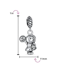 Bling Jewelry Cheerleader Soccer Player Dangle Charm Bead .925 Sterling Silver Fits European Bracelet