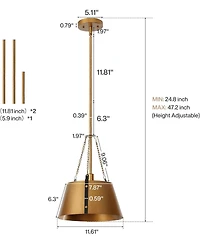 Tribesigns 12" Pendant, 1-Light Industrial Pendant Lights with Adjustable Height, E12 Base Metal Drum Chandelier