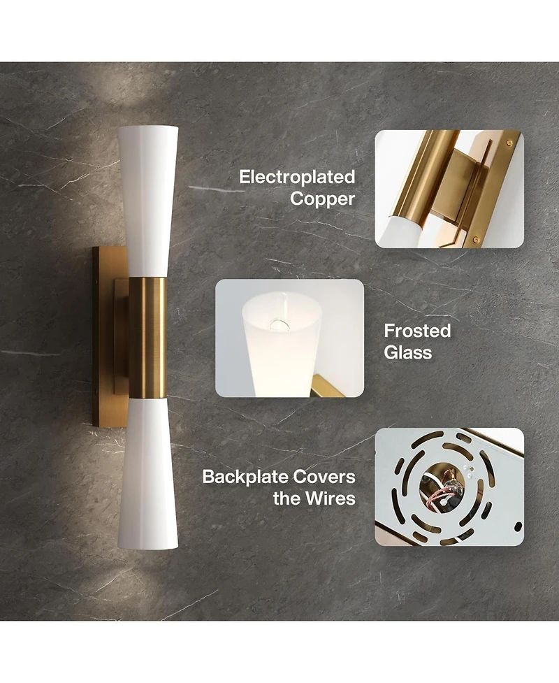 Tribesigns 21.7" Wall Sconces, 2-Light Modern Wall Light Fixture with Frosted Glass Shade