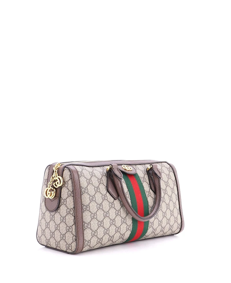 Pre-Owned Gucci Medium Ophidia Boston Bag Gg Coated Canvas
