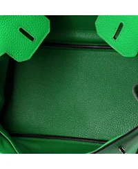 Pre-Owned HERMES Birkin 30 Handbag Green Clemence with Palladium Hardware