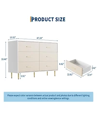 homfan Modern Dresser with 3 to 8 Drawers, Textured Front Storage Chest with Gold-Tone Handles and Legs for Bedroom, Entryway, Living Room