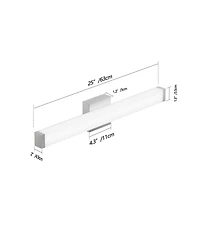 Busdays 25 Inch Brushed Nickel Square Led Bathroom Vanity Light 14W 6000K Cool Wall Bar Fixture Over Mirror
