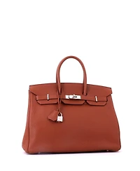 Pre-Owned HERMES Birkin 35 Handbag Brown Fjord with Palladium Hardware