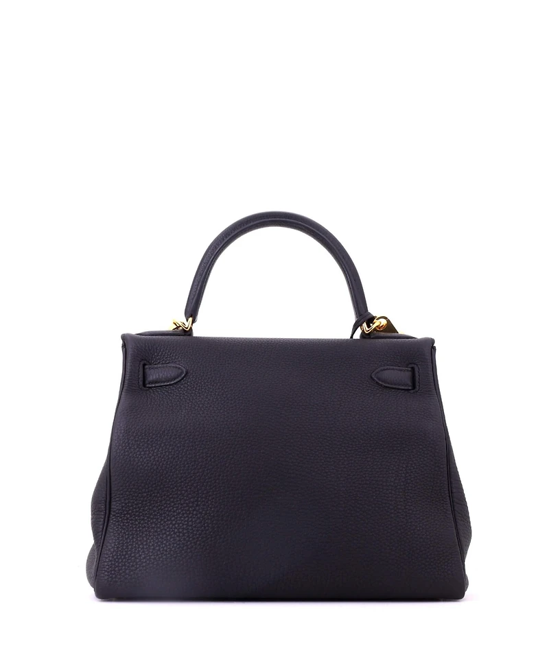 Pre-Owned HERMES Kelly 28 Handbag Black Togo with Gold Hardware